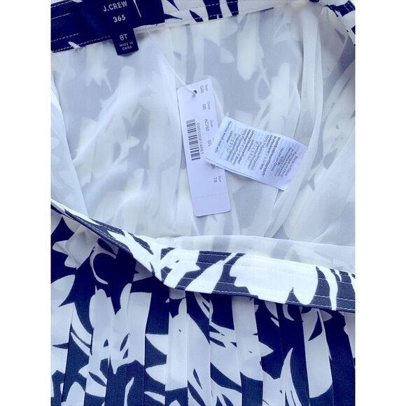 J.Crew Pleated Midi in Navy & White Shadow Print Chiffon A-line Skirt Tall 8 NWT - Picture 10 of 10